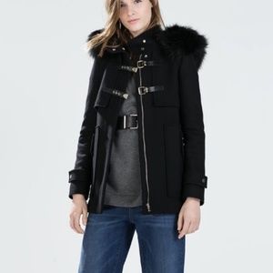 ZARA Fur lined hood coat
